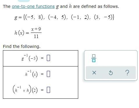 Inverse Function: One to one function...Help needed! 15 pts for your help!-example-1