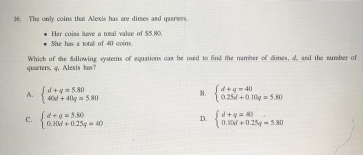 Which of the following systems of equations can be used to find the number of dimes-example-1