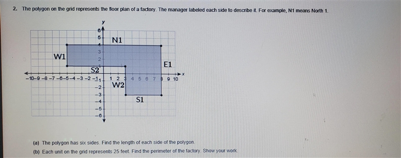 2. The polygon on the grid represents the floor plan of a factory. The manager labeled-example-1