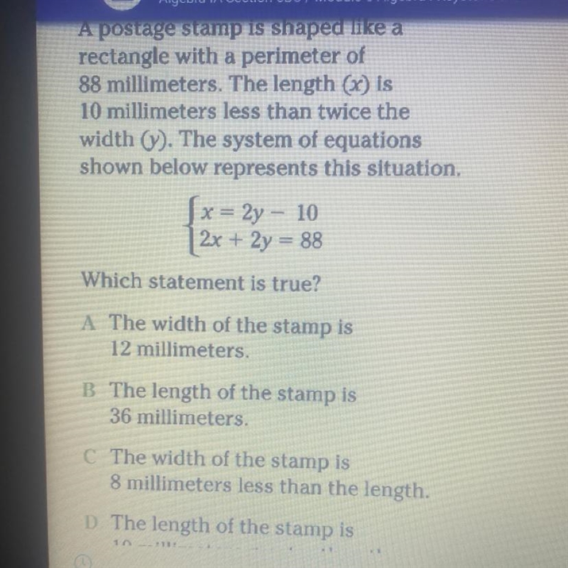 Hello I need help please :) and D. Says - The length of the stamp is 10 millimeters-example-1