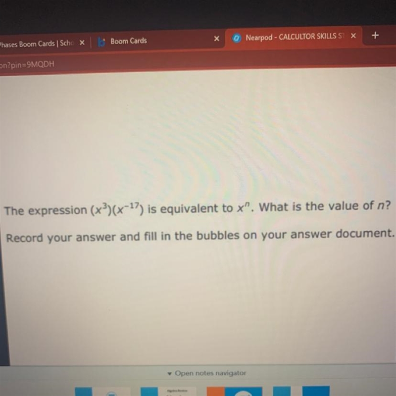 The expression (x3)(x-17) is equivalent to x". What is the value of n?-example-1