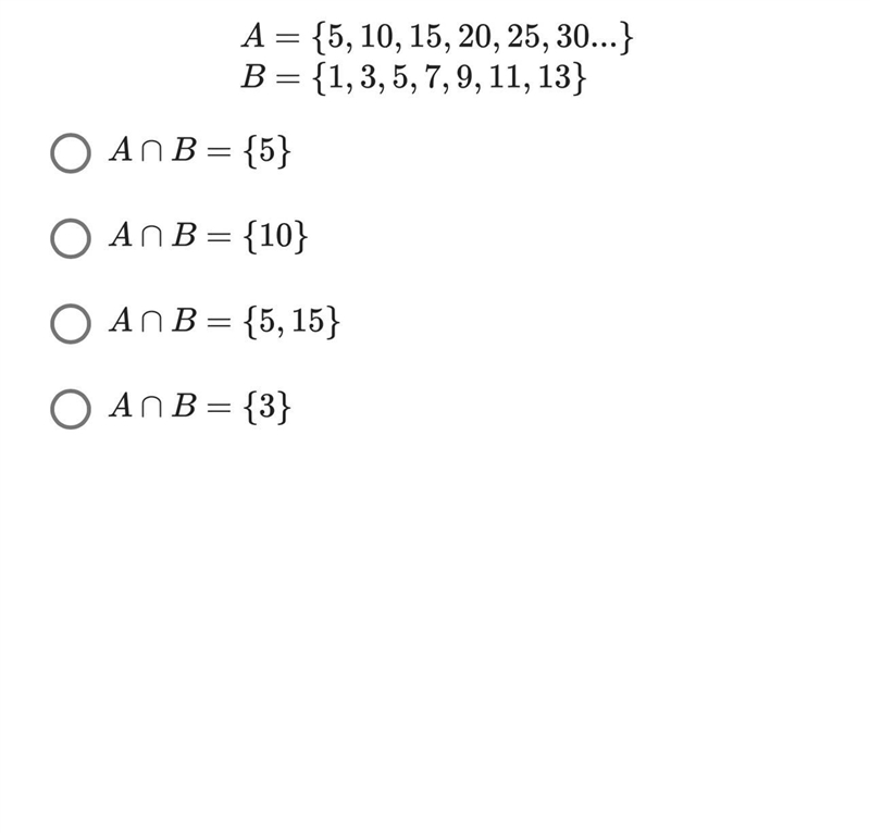 Choose the number that is the intersection of sets A and B.-example-1