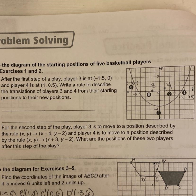 after the first step of a play, player three is at (-1.5,0) and player 4 is at (1,0.5) write-example-1