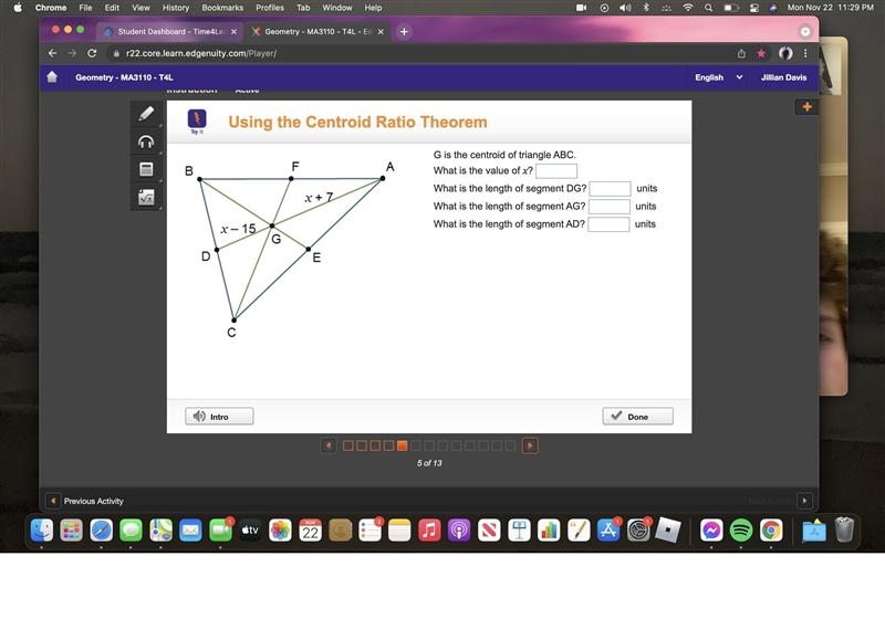 G is the centroid of triangle ABC.What is the value of x? What is the length of segment-example-1