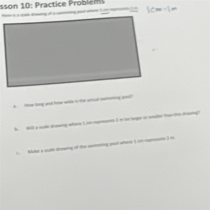 1. Here is a scalle drawing of a swimming pool where 1 cm represents 1m (1cm=1m) How-example-1