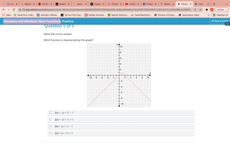 Piecewise and Absolute Value FunctionsSelect the correct answer.Which function is-example-1