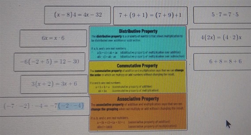 Match each equation with the property being illustrated. There will be 3 equations-example-1