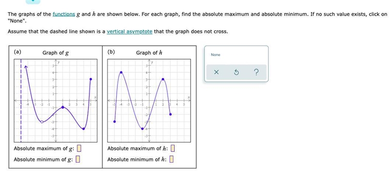 he graphs of the functions and are shown below. For each graph, find the absolute-example-1