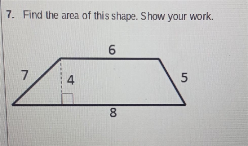 Plsss help me Find The Area Of This Shape. Show Your Work.​-example-1