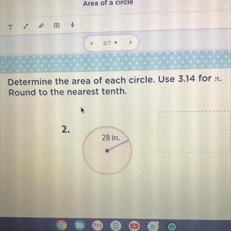 Determine the area of each circle need to use 3.14 for pi and round to the nearest-example-1