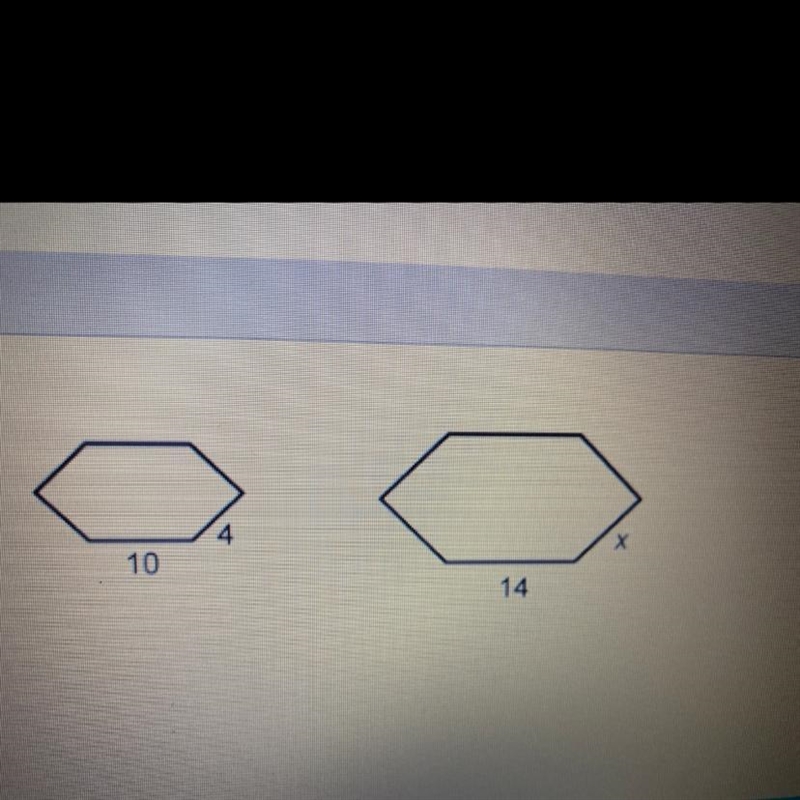 This scale drawing shows an enlargement in a figure What is the value of x 10 4 14 x-example-1