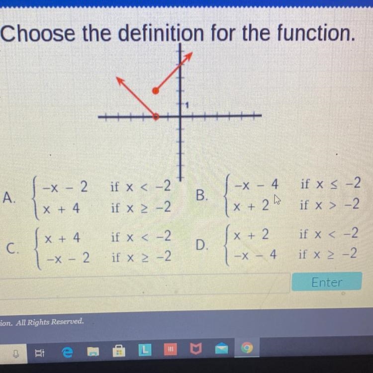 Choose the definition for the function.-X –< - 2A.if x < -2if x 2 -2B.-X- - 4 if-example-1