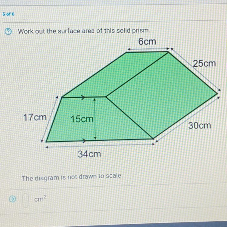 Work out the surface area of this solid prism.-example-1