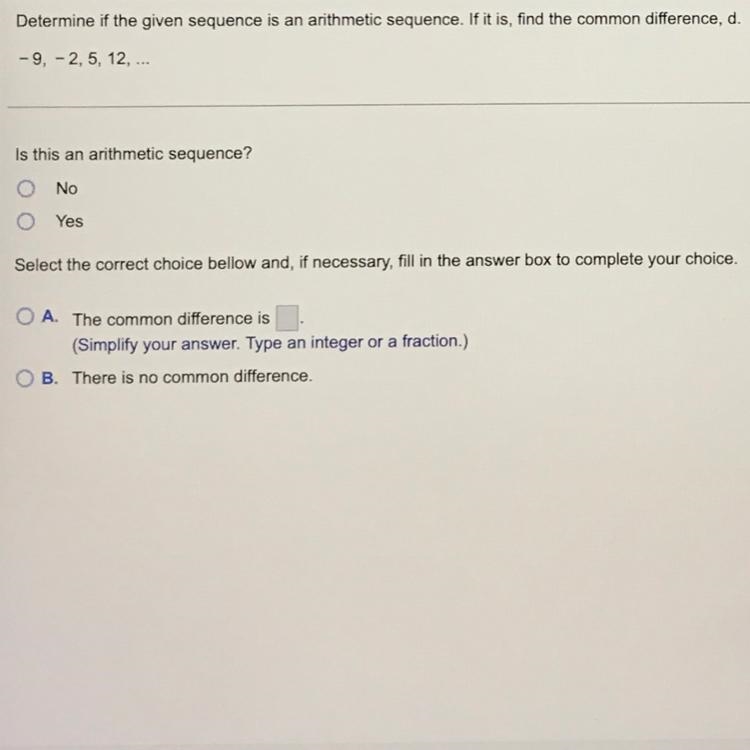 Determine if the given sequence is an arithmetic sequence. If it is, find the common-example-1