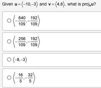 Given vector u equals open angled bracket negative 10 comma negative 3 close angled-example-1