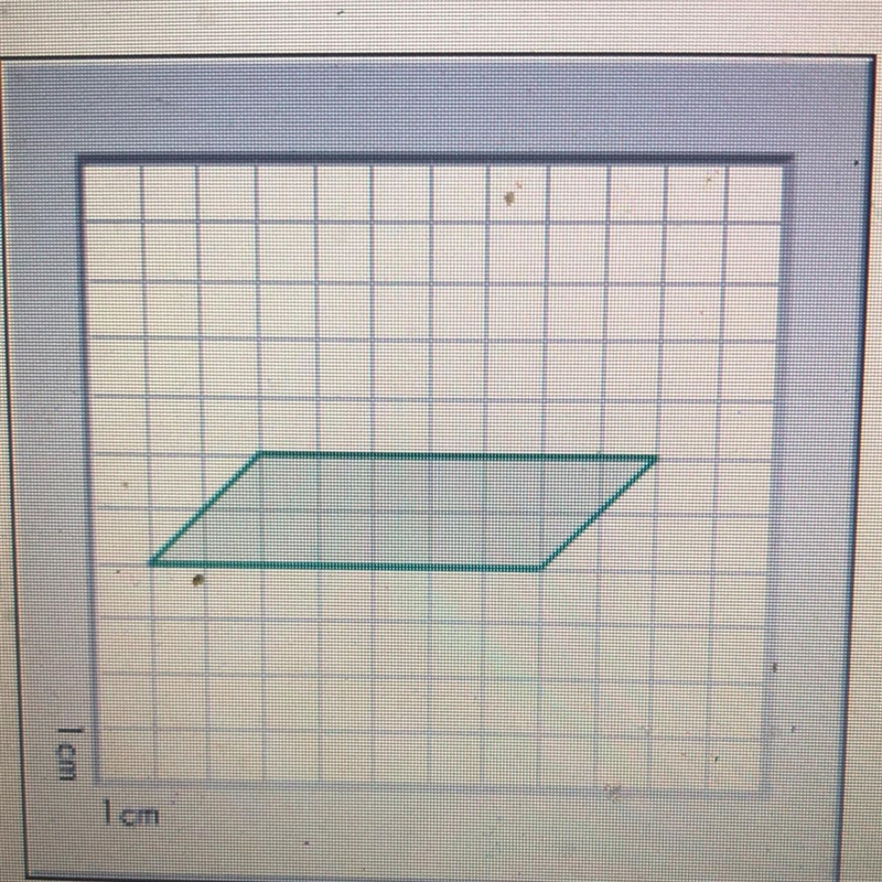 What is the area, measured in square centimeters, of the green shape pictured below-example-1