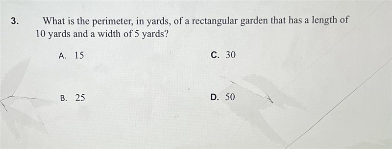 What is the perimeter, in yards, of a rectangular garden that has a length of 10 yards-example-1