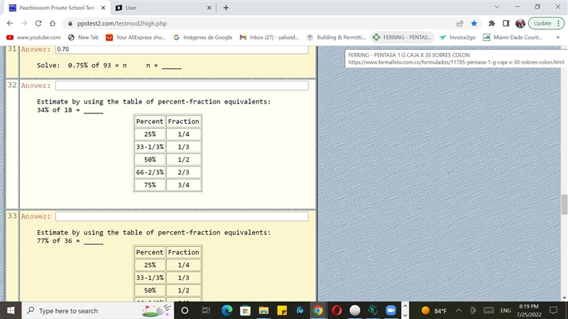 Estimate by using the table of percent-fraction equivalents: 34% of 18 = _____table-example-1