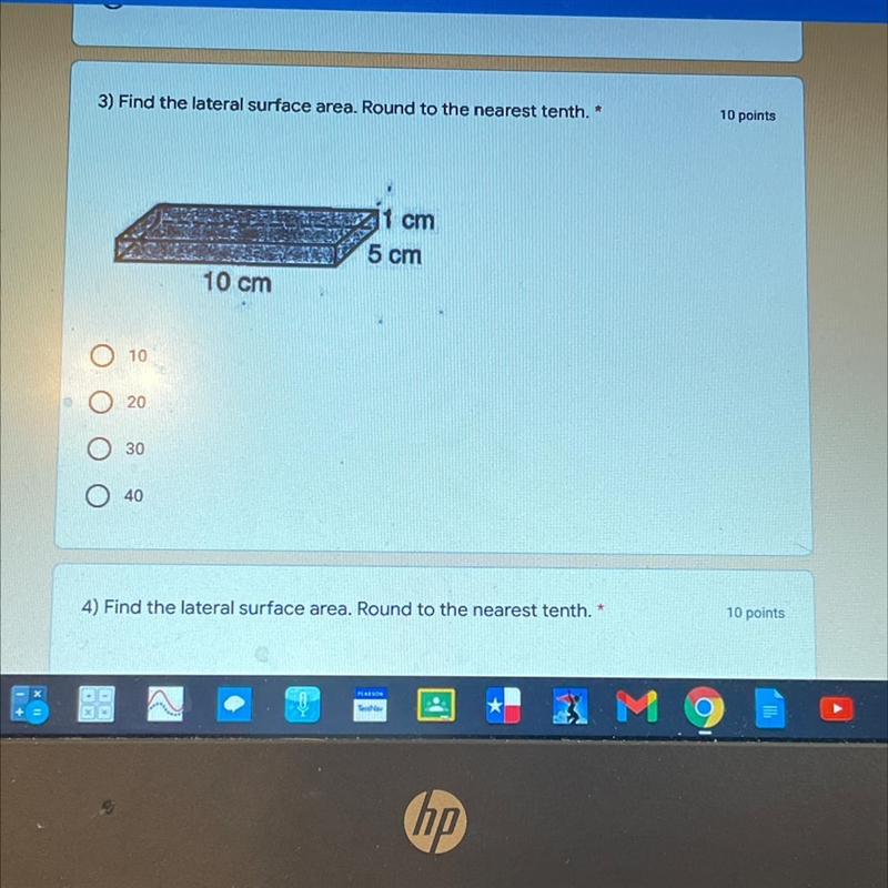 3) Find the lateral surface area. Round to the nearest tenth. *10 points01 cm5 cm-example-1