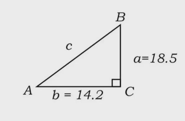 Solving Right triangles where the two legs are given. Equation no. 1: Triangle ABC-example-1