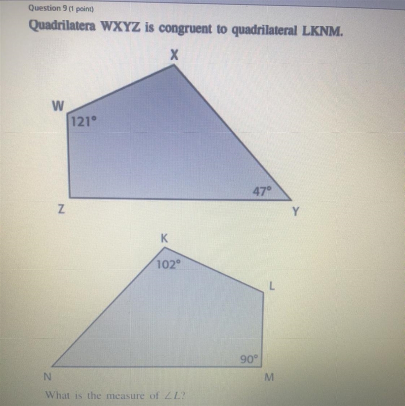 A. 47 degree B. 90 degree C. 102 degree D. 121 degree-example-1