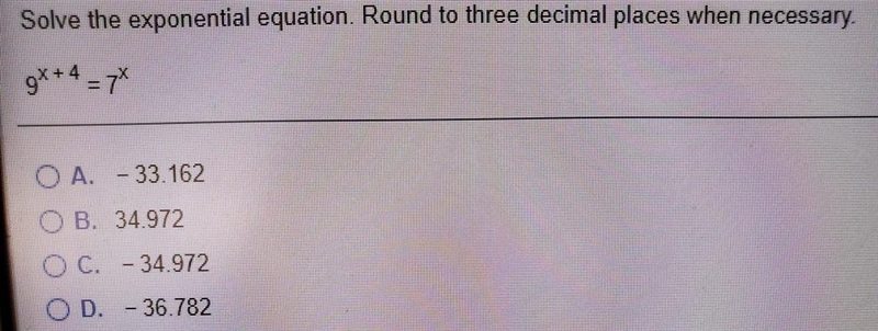 Solve the exponential equation. Round to three decimal place when necessary. 9^(x-example-1