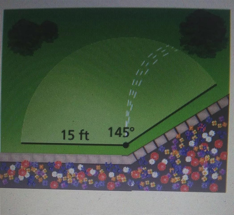 The diagram shows the area of a lawn covered by a water sprinklerWhat is the area-example-1