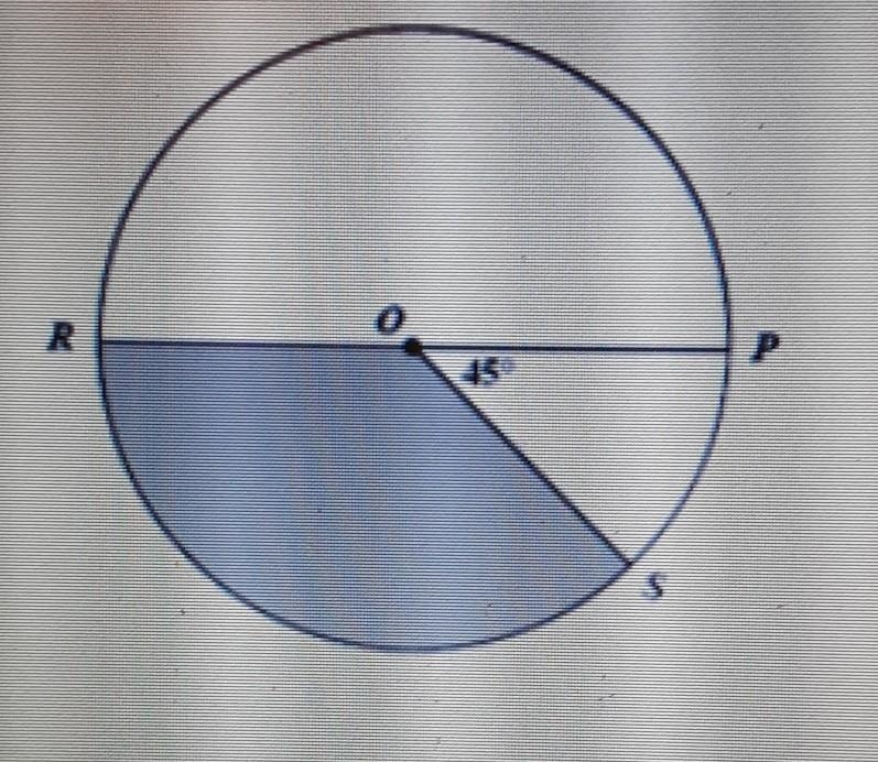 A gamer spinner, circle O, is divided into 3 regions as shown. RP is a diameter. what-example-1