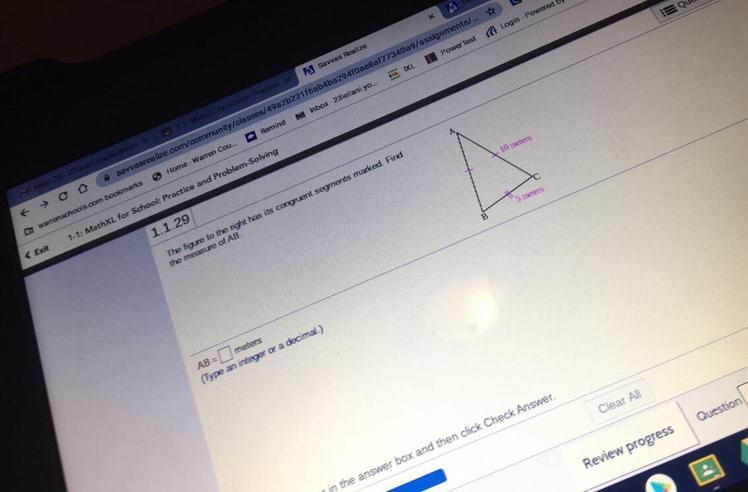 The figure to the right has its congruent segments marked. find the measure of AB-example-1