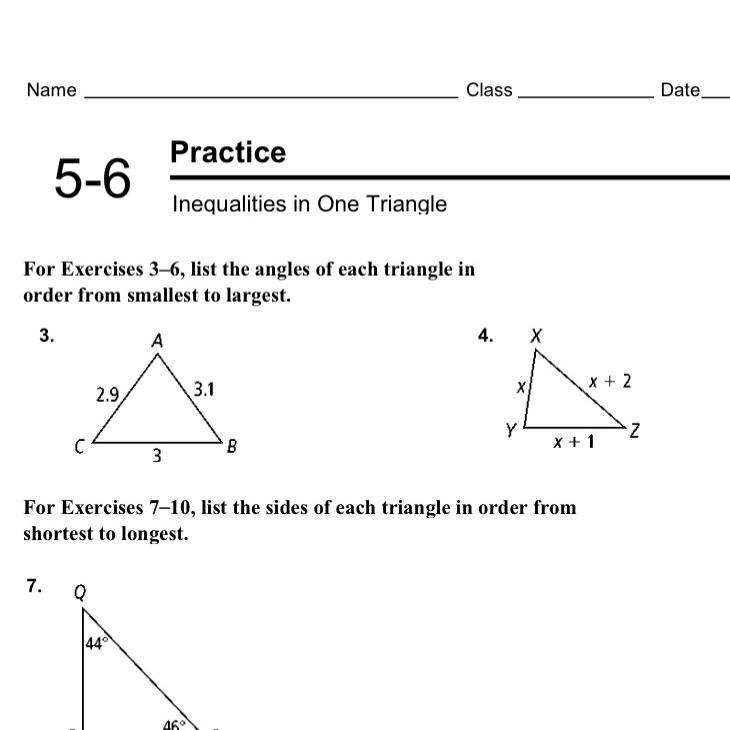 #3 list the angles of each triangle in order from smallest to biggest-example-1