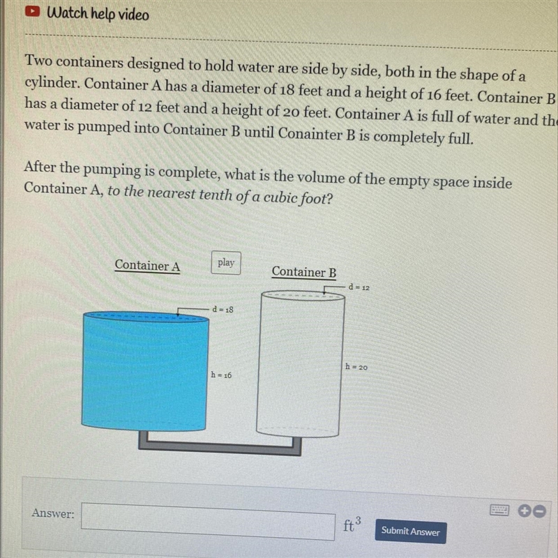 A Two containers designed to hold water are side by side, both in the shape of a cylinder-example-1