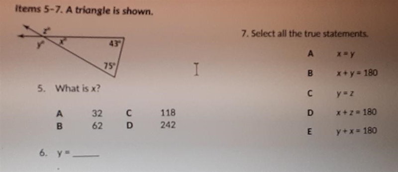 What is x? What is y? Selec all the true statements-example-1