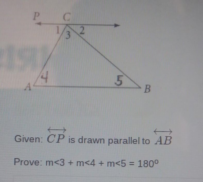 Complete the following deductive proof of the triangle angle sum theorem-example-1