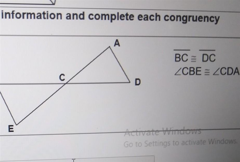 Mark the drawing to show the given information and complete each congruence statement-example-1