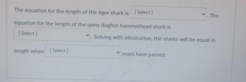 A certain tiger shark is 55 cm long at birth and grows 2.5 cm / year. A certain hammerhead-example-1