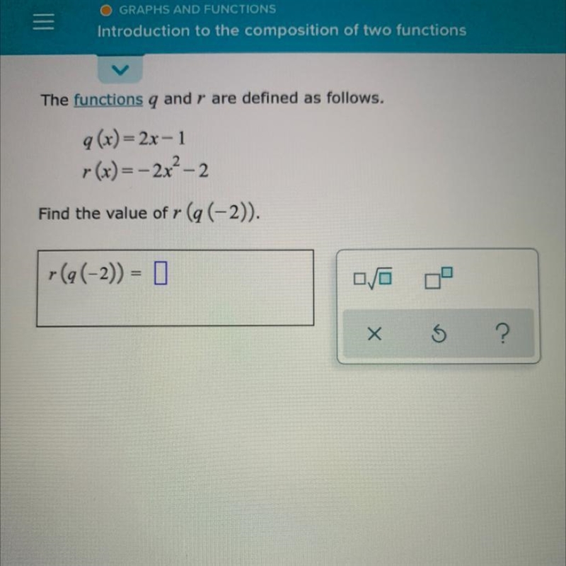 O GRAPHS AND FUNCTIONSIntroduction to the composition of two functions-example-1