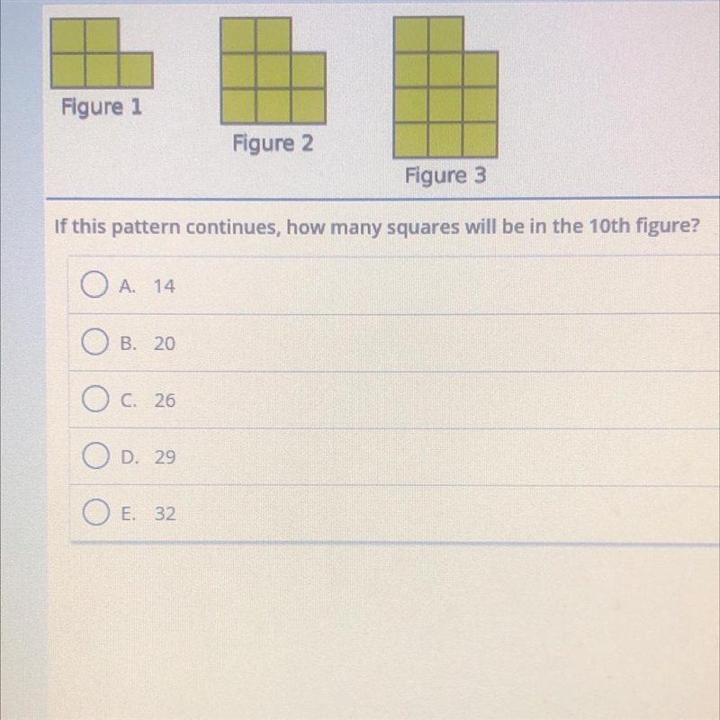 Figure 1Figure 2Figure 3If this pattern continues, how many squares will be in the-example-1