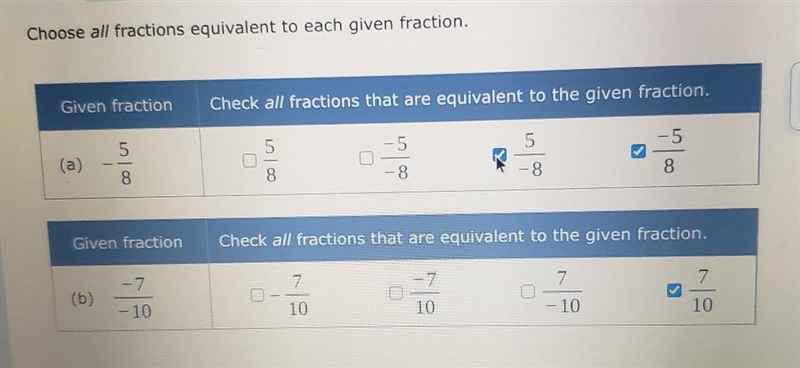 Choose all fractions equivalent to each given fraction.​-example-1