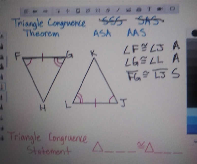 Looking at the diagram, Are these congruent by ASA or AAS-example-1