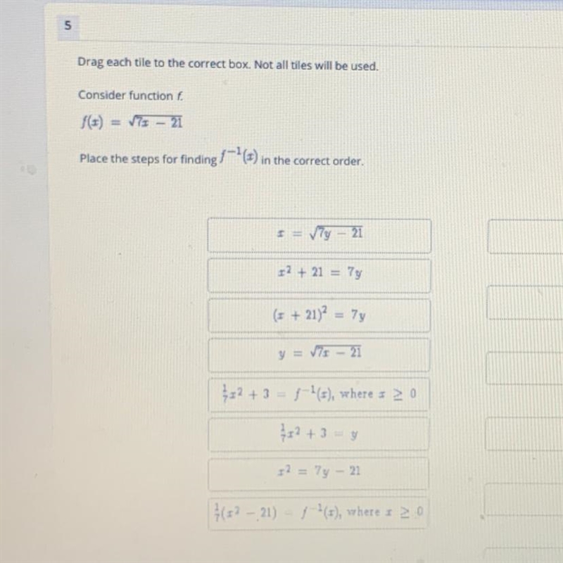 Place the steps for finding f^-1(x) in the correct order-example-1