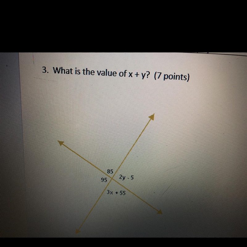 PLEASE HELP!! What is the value of x+y?-example-1