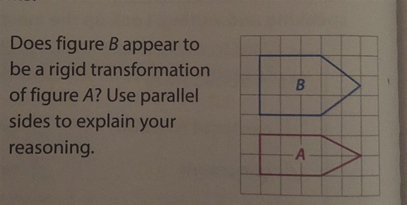 Does figure B appear to be a rigid transformation of figure A?-example-1