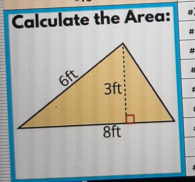 Calculate the Area: 6ft 3ft 8ft I need this asap​-example-1