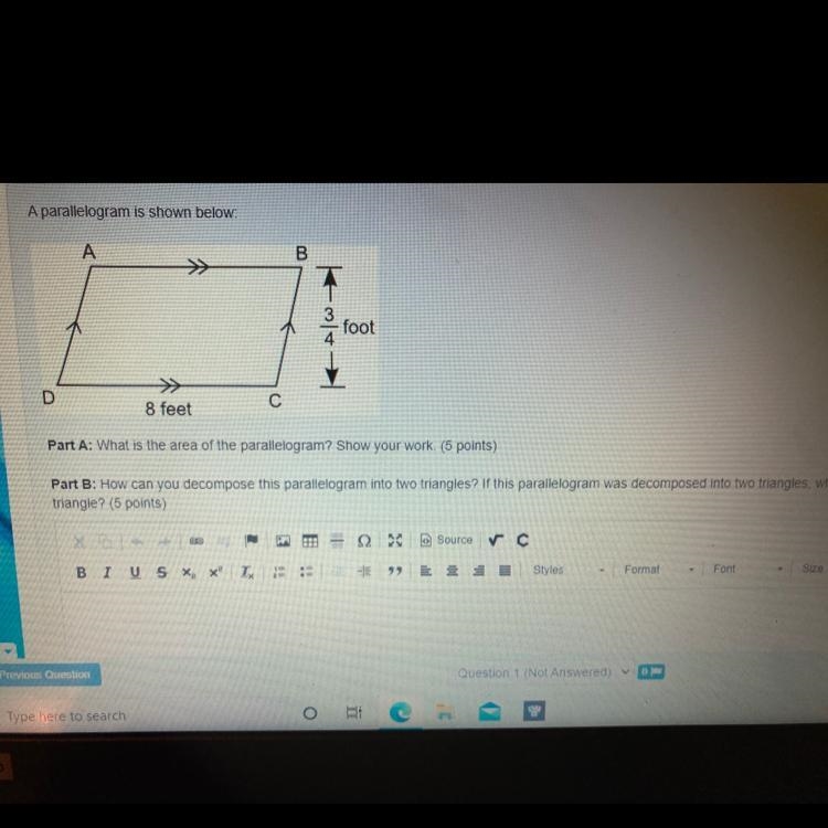 What is the area of the Parallelogram? How can you decompose this parallelogram into-example-1