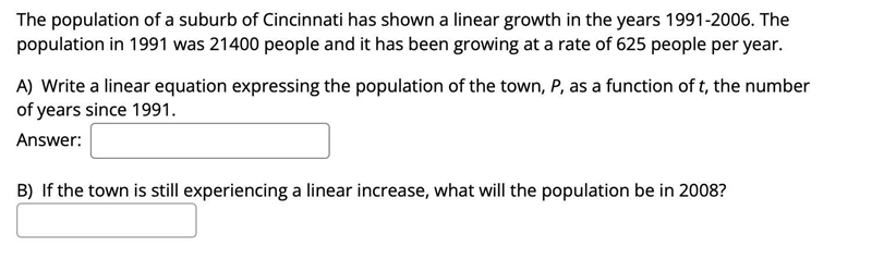 The population of a suburb of Cincinnati has shown a linear growth in the years 1991-2006. The-example-1