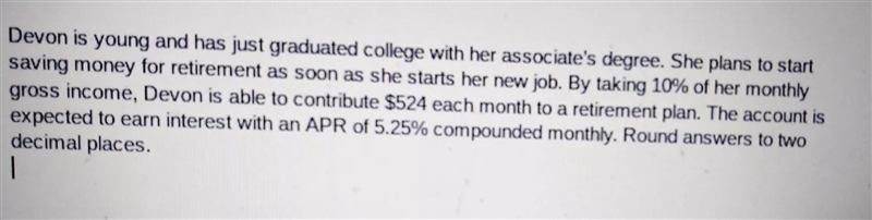 what percentage of the final balance is Devon's retirement account was interest .Future-example-1