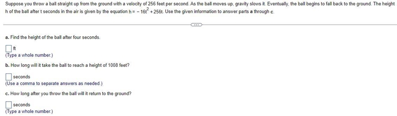 Suppose you throw a ball straight up from the ground with a velocity of 256-example-1