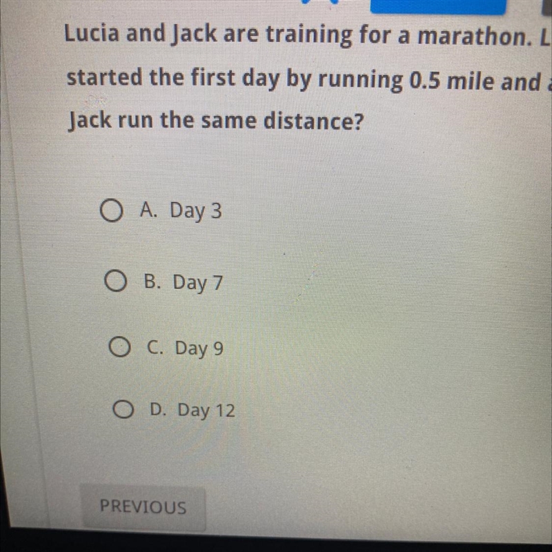 NOTES Lucia and Jack are training for a marathon. Lucia started the first day by running-example-1