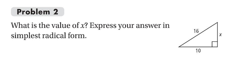 What is the value of x? Express your answer in simplest radical form.-example-1