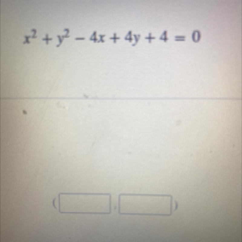 Consider the following equation of a circle find the center, (h,k)-example-1